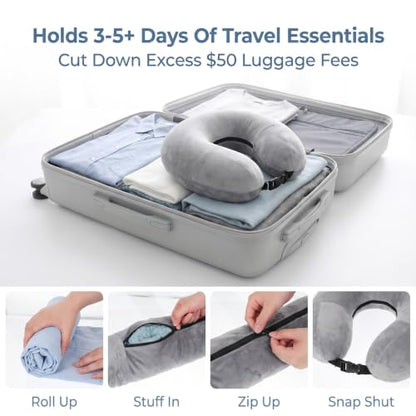 Adjustable Travel Neck Pillow - Fillable Support Cushion with Storage
