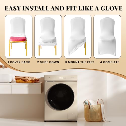 50 Pack Polyester Spandex Chair Covers for Dining, Wedding & Party