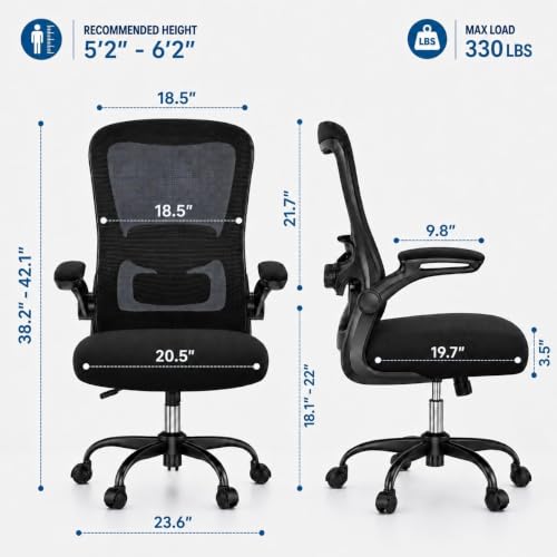 Ergonomic Office Chair with Lumbar Support for Lower Back Relief, Supports 330 lbs