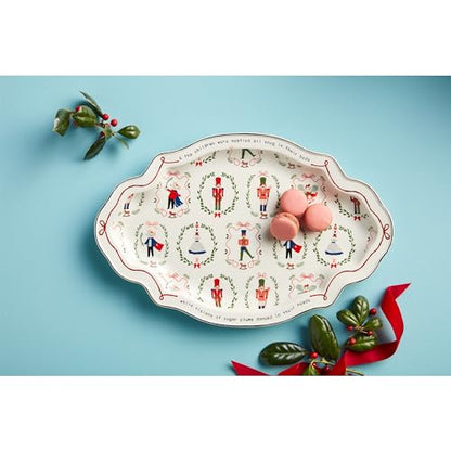Christmas Nutcracker Platter - 10.5 x 16.25 Inch Holiday Serving Plate