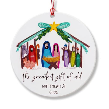 Christian Nativity Scene Ornament with Holy Family - Faith-Based Christmas Decoration 2026 - Variation of THIS listing