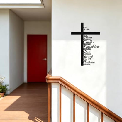 Christian Metal Cross Wall Art with Scripture - Faith-Inspiring Home Decor