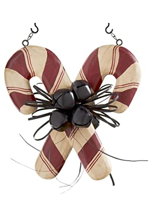 K&K Interiors B7372 Double Candy Canes with Bells Arrow Replacement, 2" x 11" x 11", Red/White