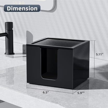 Disposable Face Towel Holder Container Acrylic & Bamboo - Black Variation