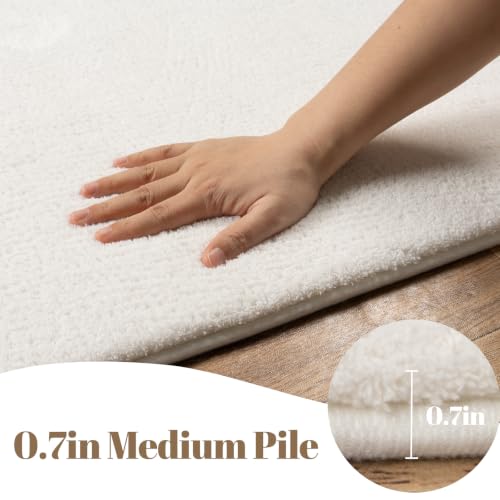 Cream White Non-Slip Nursery Rug 4x6 Feet - Soft Modern Bedroom & Living Room Carpet with Memory Foam