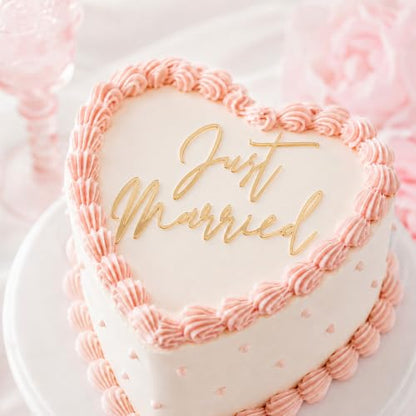 2 Pack Acrylic Just Married Cake Topper Gold & Black Wedding Decor