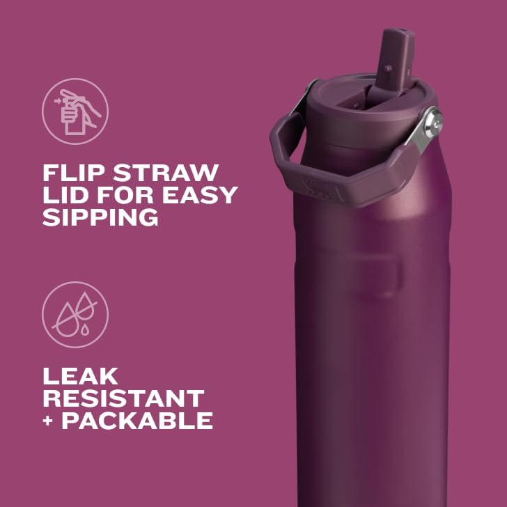 Stanley IceFlow Water Bottle 24 oz - Insulated Stainless Steel with Built-In Straw | Lightweight & Leak Resistant | Twilight