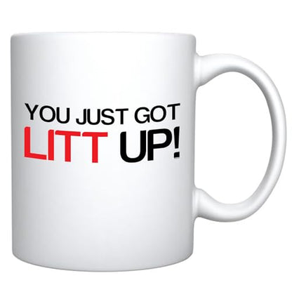 11 Ounce White Ceramic Coffee Mug - Funny You Just Got Lit Up Coolie Gift for Men and Women