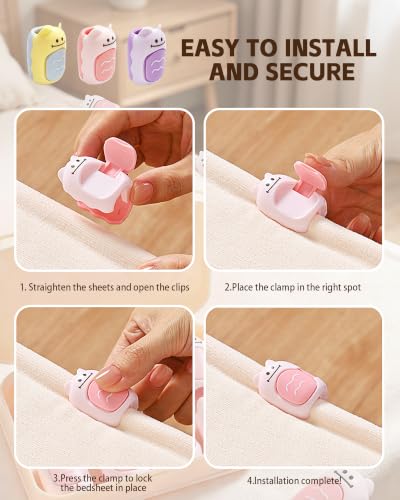 8Pcs Cute Cat Pattern Bed Sheet Fasteners Secure Bedding Prevent Sliding Egg Yolk Sauce