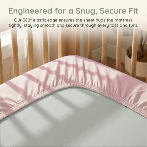Baby Crib Sheets for Girls & Boys 3 Pack Pink+White+Flower Fitted 52x28x8 Inches