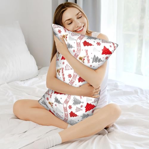 Queen Satin Pillowcase for Hair and Skin with Hidden Zipper - Christmas & New Year Variation