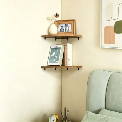Wall Mounted Corner Shelves Set of 4 - 10 Inch Deep Floating Shelving