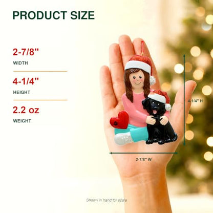 Black Girl and Dog Christmas Ornament - Personalized Dog Lover Gift