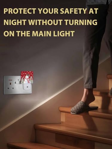 Christmas Snowman Night Light Plug-in LED Night Lamp with Sensor, 11.5x7.5x5cm