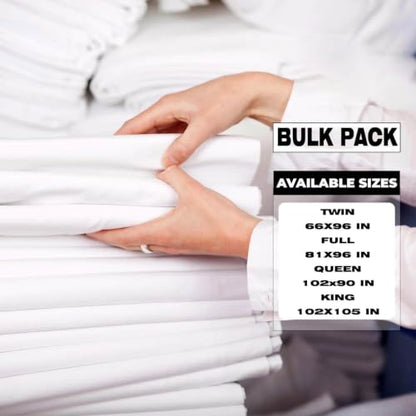Twin Flat Sheets Pack of 4 - White Bed Sheets 66x96 Inches Hotel Quality