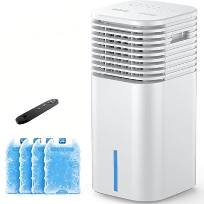 3-in-1 Portable Evaporative Cooler with Remote Control, 24-Inch Ventless Air Conditioner, 15-Hour Timer, 120° Oscillation, 2-Gallon Tank, Multi-Mode for Home & Office