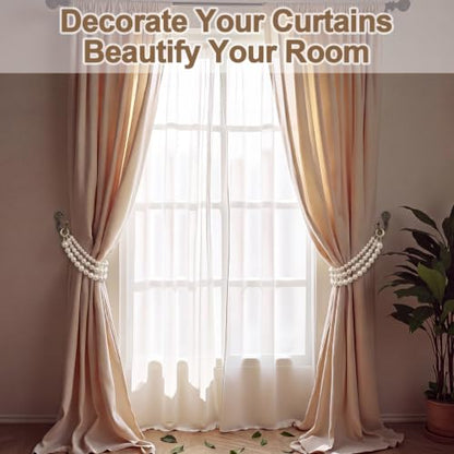 White Pearl Curtain Tiebacks - Triple Layer Decorative Holdbacks