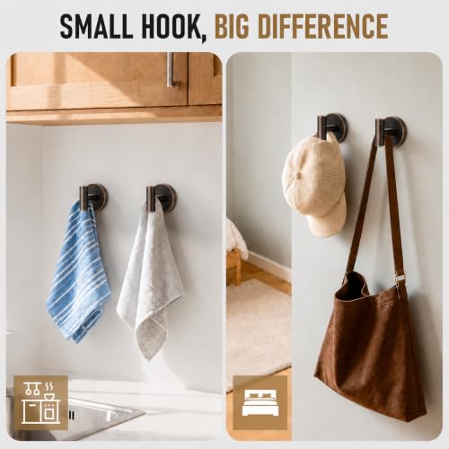 Oil Rubbed Bronze Shower Suction Cup Hooks 2 Pack - Reusable Bathroom Hooks with Suction Cups - Variation of 2PC-Oil Rubbed Bronze