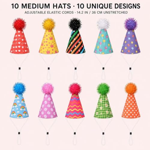 Mini Party Hats for Stuffed Animals and Pets, Set of 25