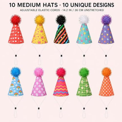Mini Party Hats for Stuffed Animals and Pets, Set of 25