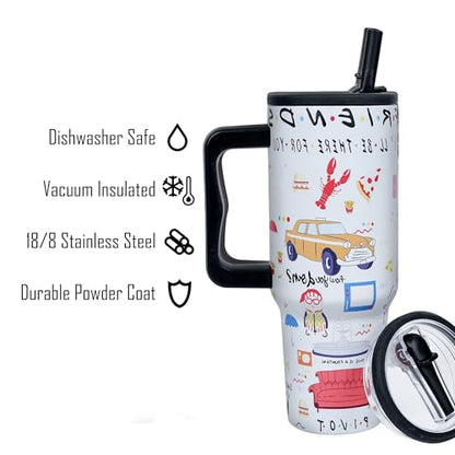 White Lobster Print 40oz Stainless Steel TV Tumbler with Lid & Straw - Funny TV Show Gift