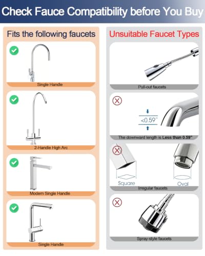 Ontulor Aluminum Alloy Water Filter for Sink Faucets - 400 Gallons, S1OP Variation