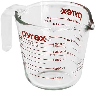 Pyrex Measuring Cup - Clear Design with Red Graphics | 1 Quart Capacity