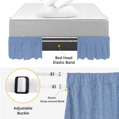 Denim Blue King Size Bed Skirt - 16 Inch Drop Wrap Around Dust Ruffle