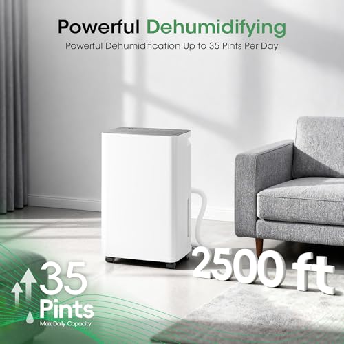 Manastin 35-Pint Smart WiFi Dehumidifier for Large Rooms - White