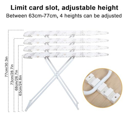 Foldable 42-Inch Ironing Board with Heat-Resistant Cover - White