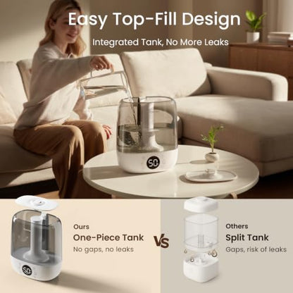 Cool Mist Ultrasonic Humidifier 6L for Bedroom with Auto Humidity Control