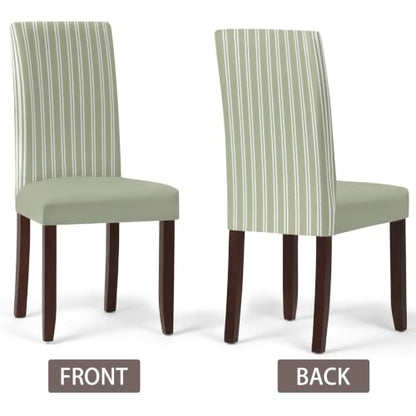 Stretch Dining Chair Covers Set of 4 - Sage Green Stripe Spandex Slipcovers