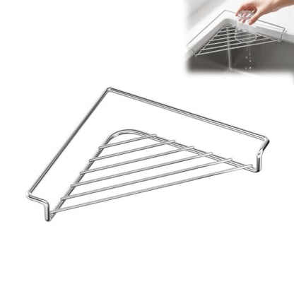 1PCS Stainless Steel Corner Sink Shelf with Wire Rack - Space-Saving Kitchen Organizer