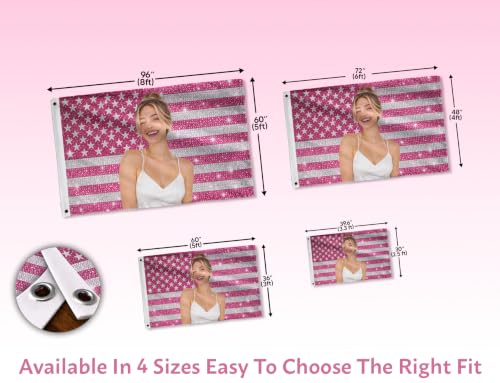Custom Pink American Flag with Photo - Multiple Sizes, DS05 Variation