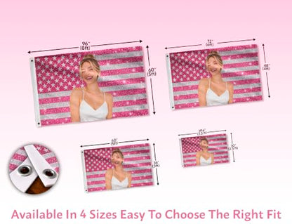 Custom Pink American Flag with Photo - Multiple Sizes, DS05 Variation