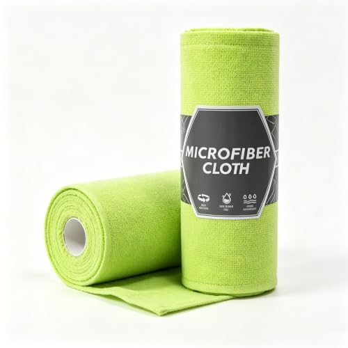 Reusable Microfiber Cleaning Cloths Roll - 20 Green Tear-Off Towels