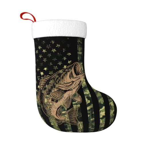 Fish Camo Flag Christmas Stocking Large Xmas Holiday Decoration - Fish Camo Flag Variation