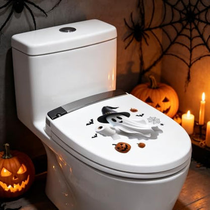 Halloween Ghost Toilet Seat Decal - Waterproof Bathroom Decor, Variation A