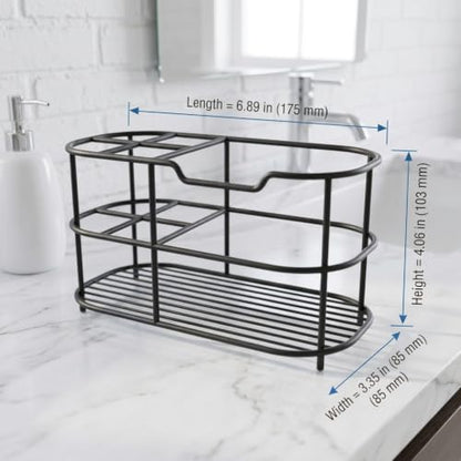 Large Matte Black Bathroom Toothbrush Holder - 6.9 Inch