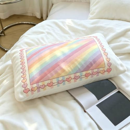 Rainbow Plush Comforter Set Queen Size Fluffy Bedding for Girls - Rainbow 01