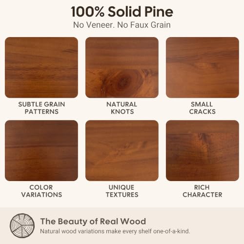 Dark Walnut 24 Inch Solid Pine Floating Shelves Set of 2 Wall Storage