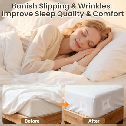 Sheet Holders for Bed Corners & Sides - Pack of 4, Non-Slip Bed Sheet Clips