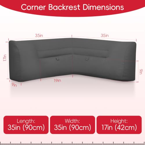 Reading Pillow for Couch Corner with Support & Pocket - Ergonomic Lumbar Cushion