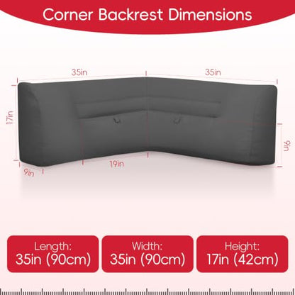 Reading Pillow for Couch Corner with Support & Pocket - Ergonomic Lumbar Cushion