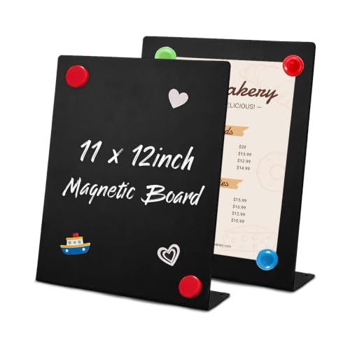 Black Freestanding Magnetic Display Board Set - 11x12 Inch Dual Pack with Stand and Standalone Design