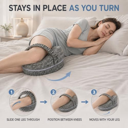 Knee Pillow for Side Sleepers with Strap - Memory Foam Support for Sciatica & Post-Surgery
