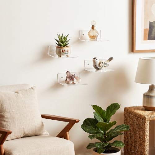 Acrylic Floating Wall Shelves Set - 10 Pack Modern Display Shelves