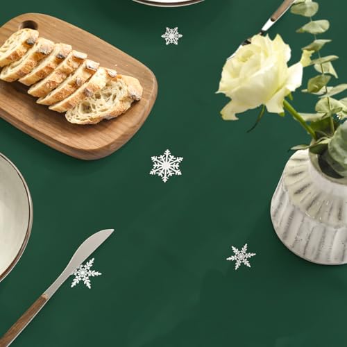 Christmas Round Tablecloth 70 x 70 Inch Floral Leaf Green - Holiday Decor