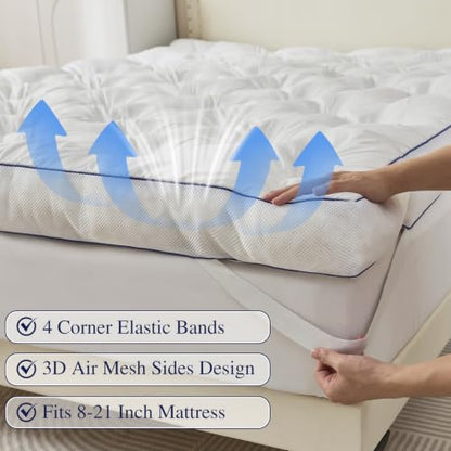 Queen Size 5 Inch Memory Foam Mattress Topper - Supportive, Breathable & Soft Pillow Top