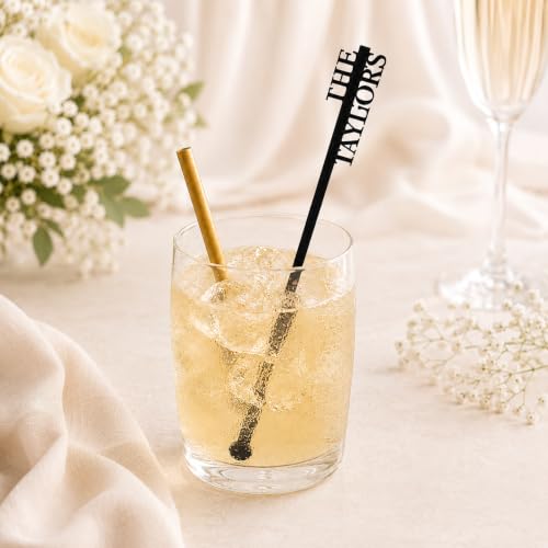 Personalized Acrylic Cocktail Stirrers with Monogram for Weddings & Events